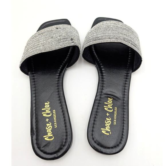 Chase & Chloe Eve 32 Slide Sandals Women's Black/Silver Size US7.5 EU38 - Picture 5 of 13